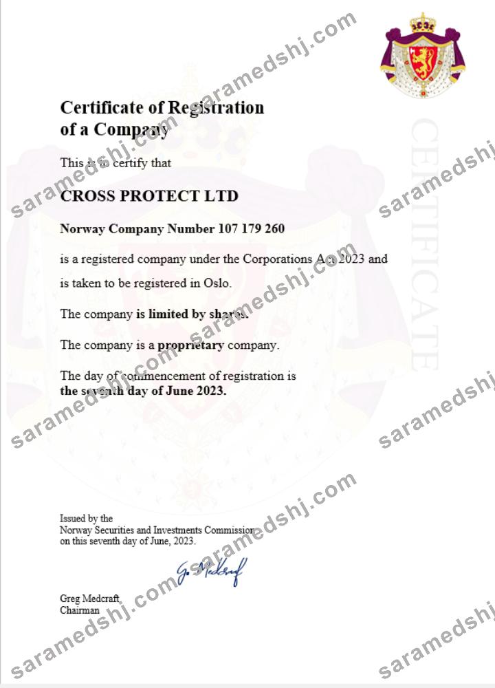 Norway business registration certificate Word and PDF template